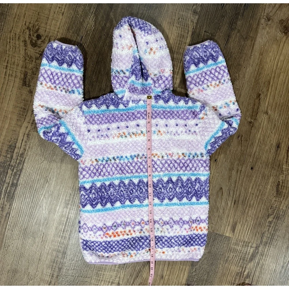 EDDIE BAUER Quest Fleece Plush Sherpa Hooded‎ Jacket Girls Size XS (5/6) Multi